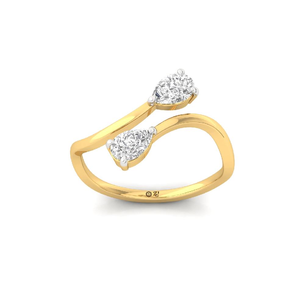 Twisted Twin Pear Cut CVD Diamond Ring
