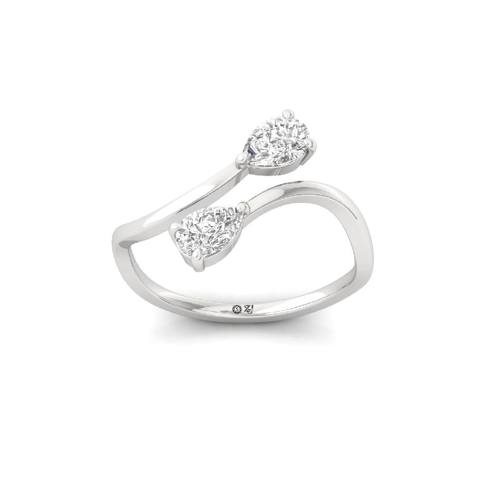 Twisted Twin Pear Cut CVD Diamond Ring