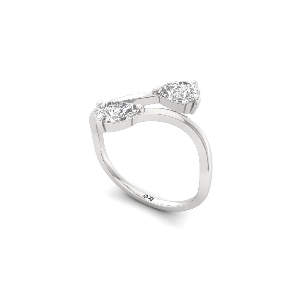 Twisted Twin Pear Cut CVD Diamond Ring
