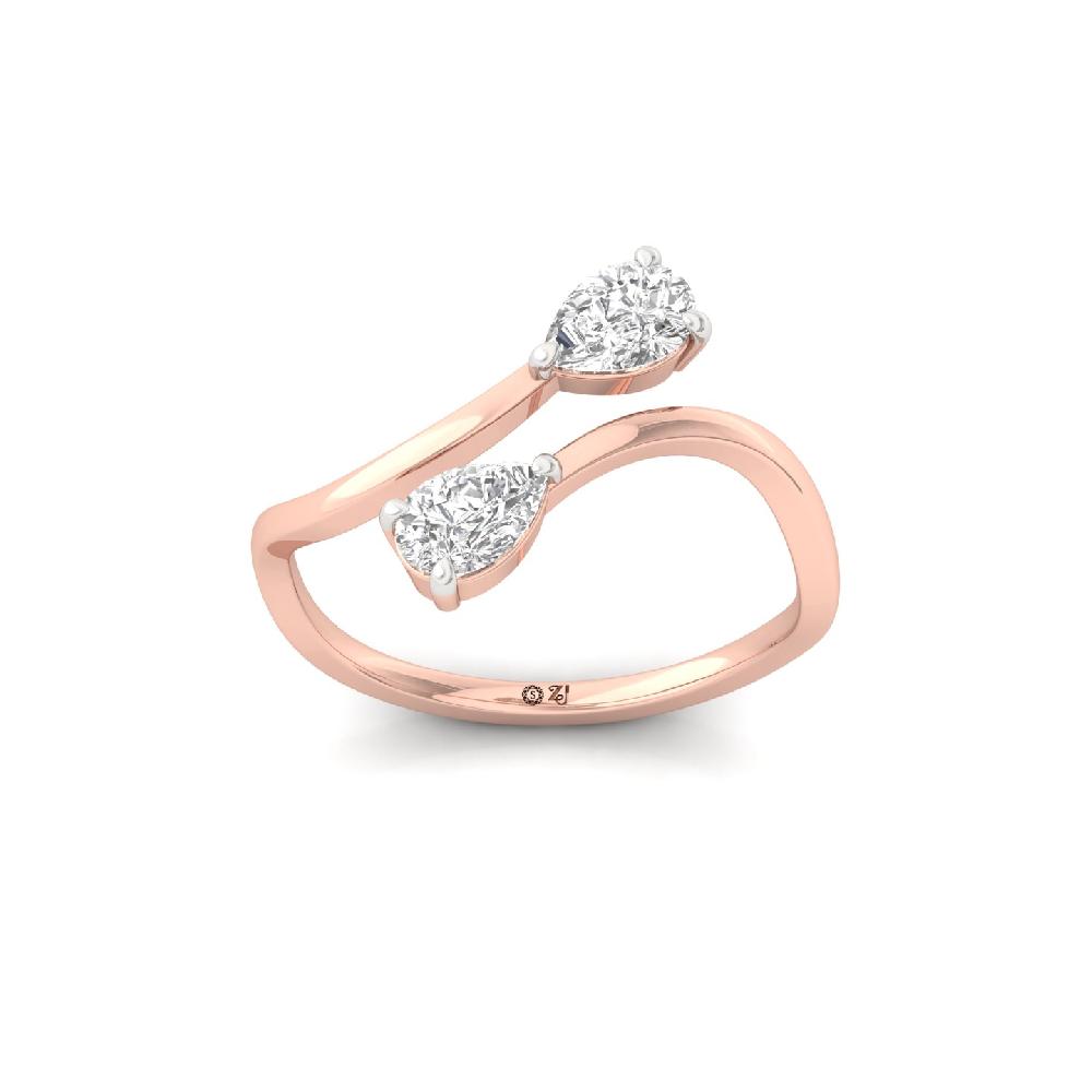 Twisted Twin Pear Cut CVD Diamond Ring