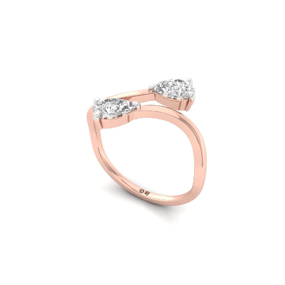 Twisted Twin Pear Cut CVD Diamond Ring
