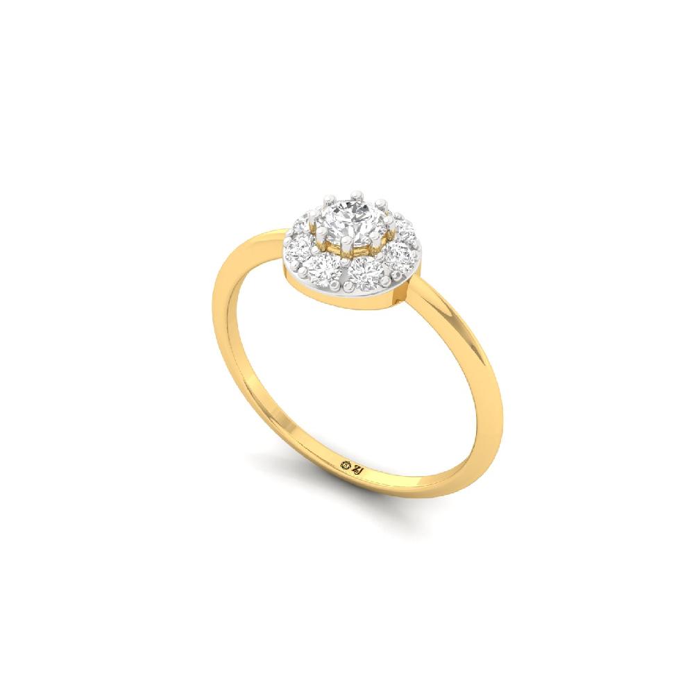 Floral Halo Cluster Ring with Center CVD Diamond