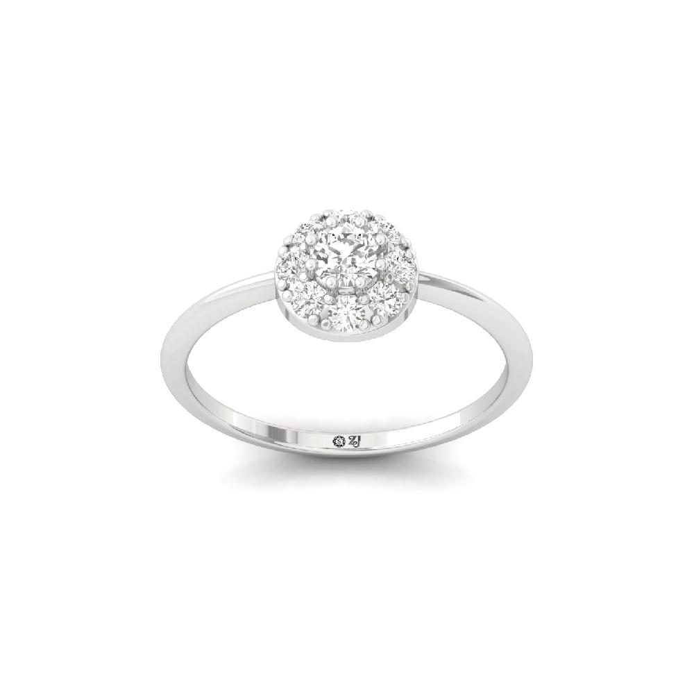 Floral Halo Cluster Ring with Center CVD Diamond