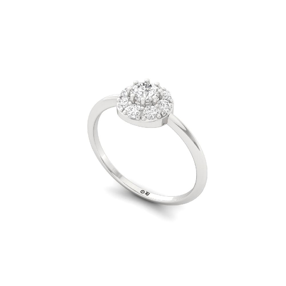 Floral Halo Cluster Ring with Center CVD Diamond