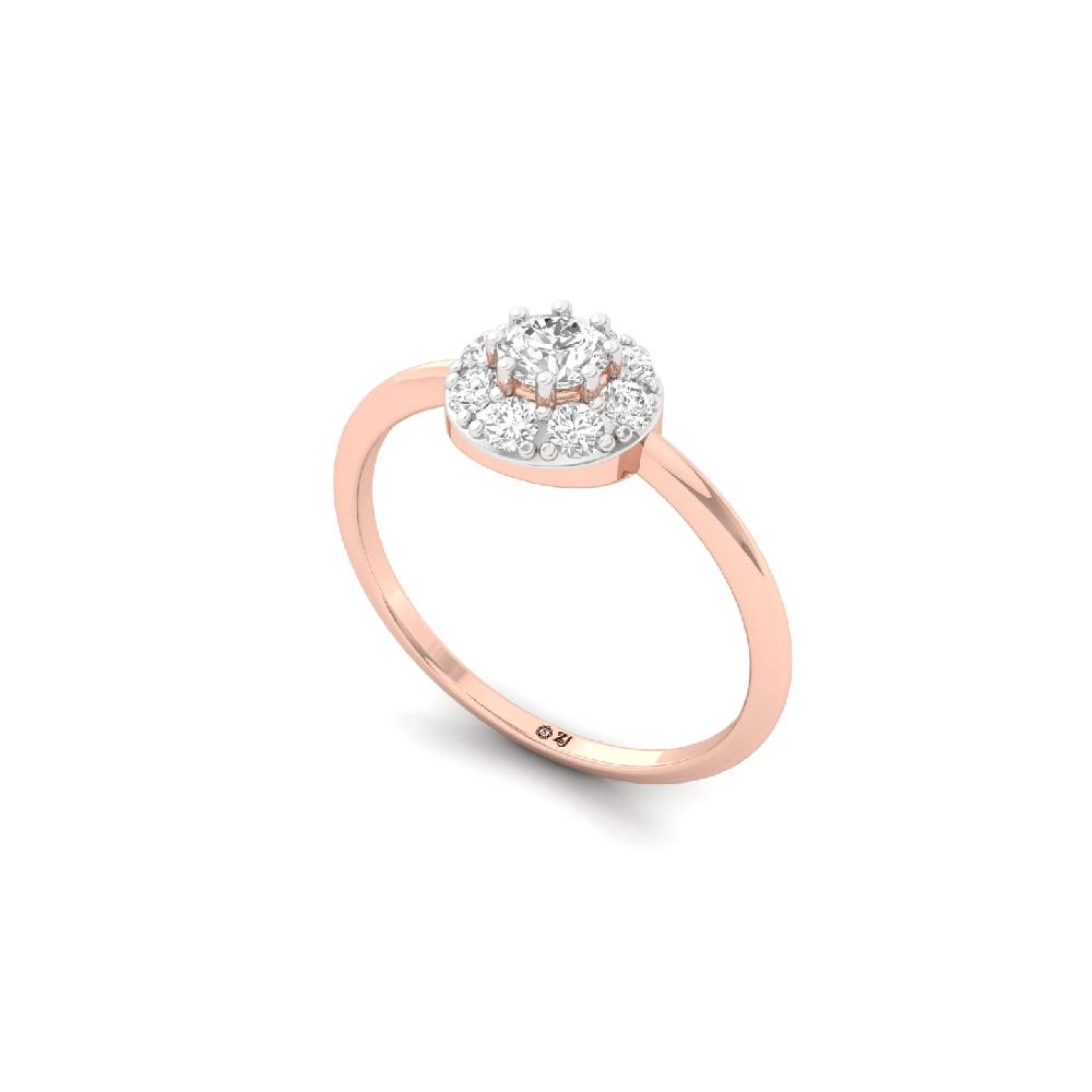 Floral Halo Cluster Ring with Center CVD Diamond