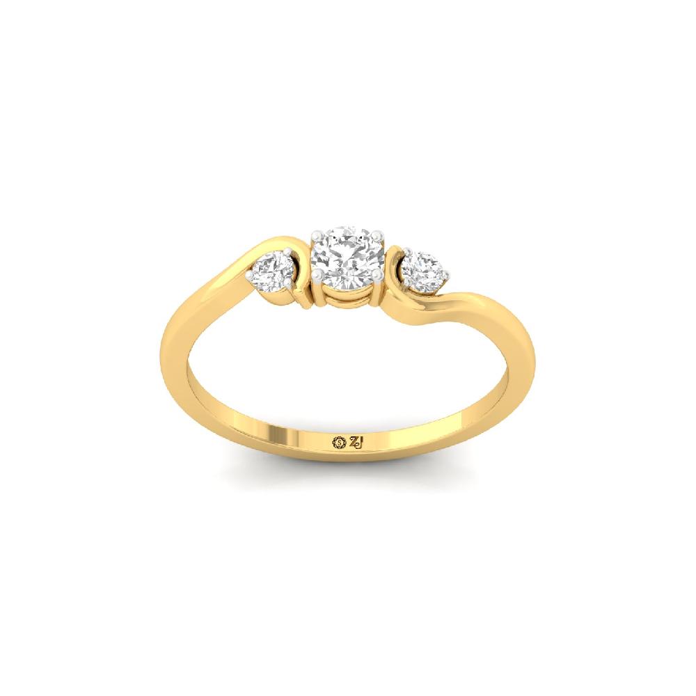 Wave Trio Round Cut Lab Grown Diamond Ring