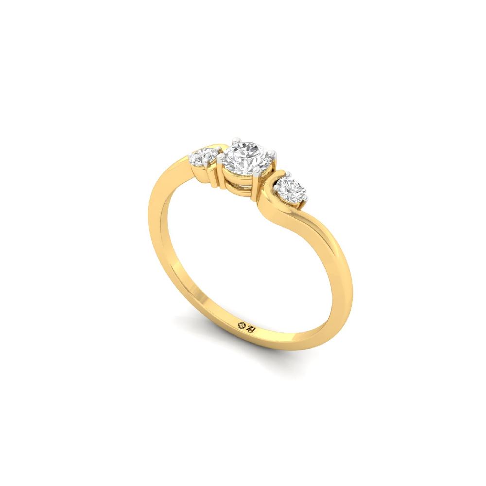 Wave Trio Round Cut Lab Grown Diamond Ring