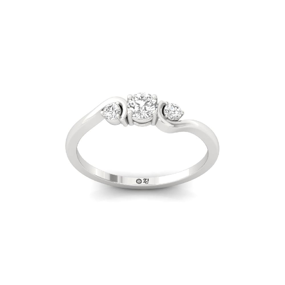 Wave Trio Round Cut Lab Grown Diamond Ring