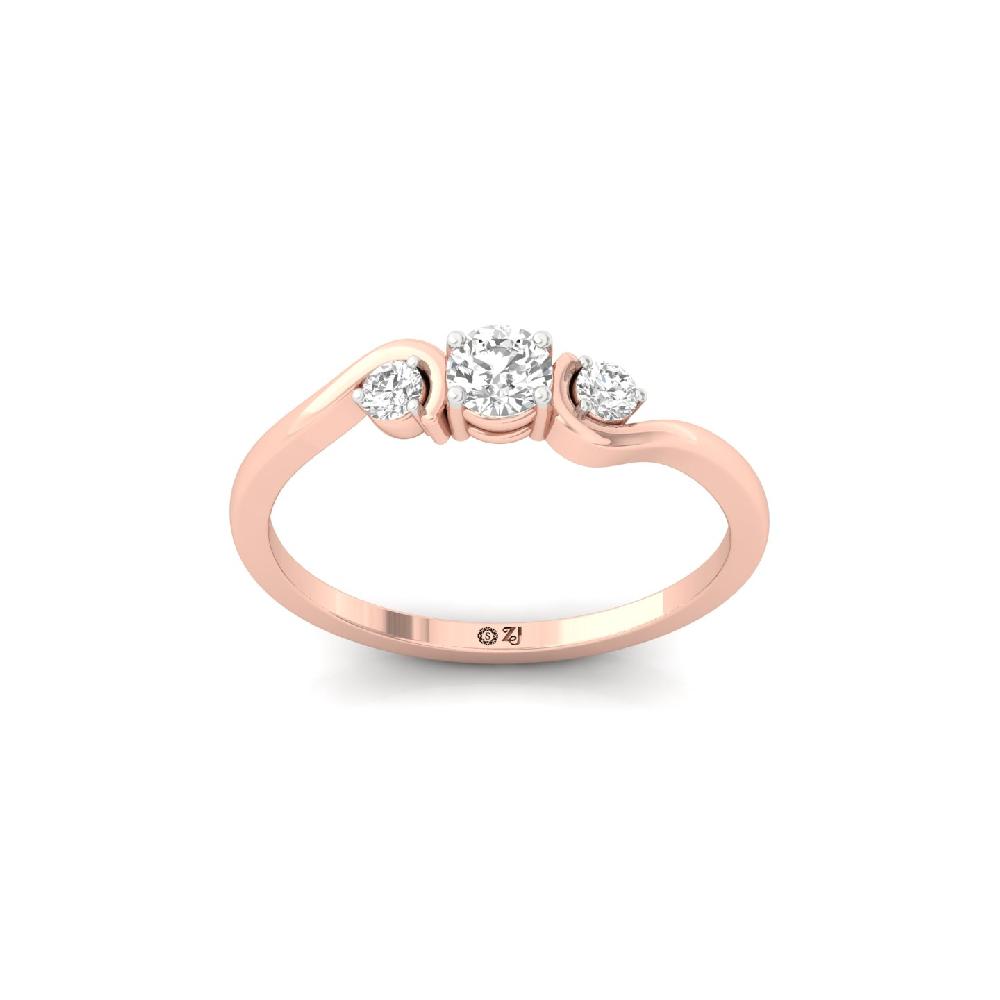 Wave Trio Round Cut Lab Grown Diamond Ring