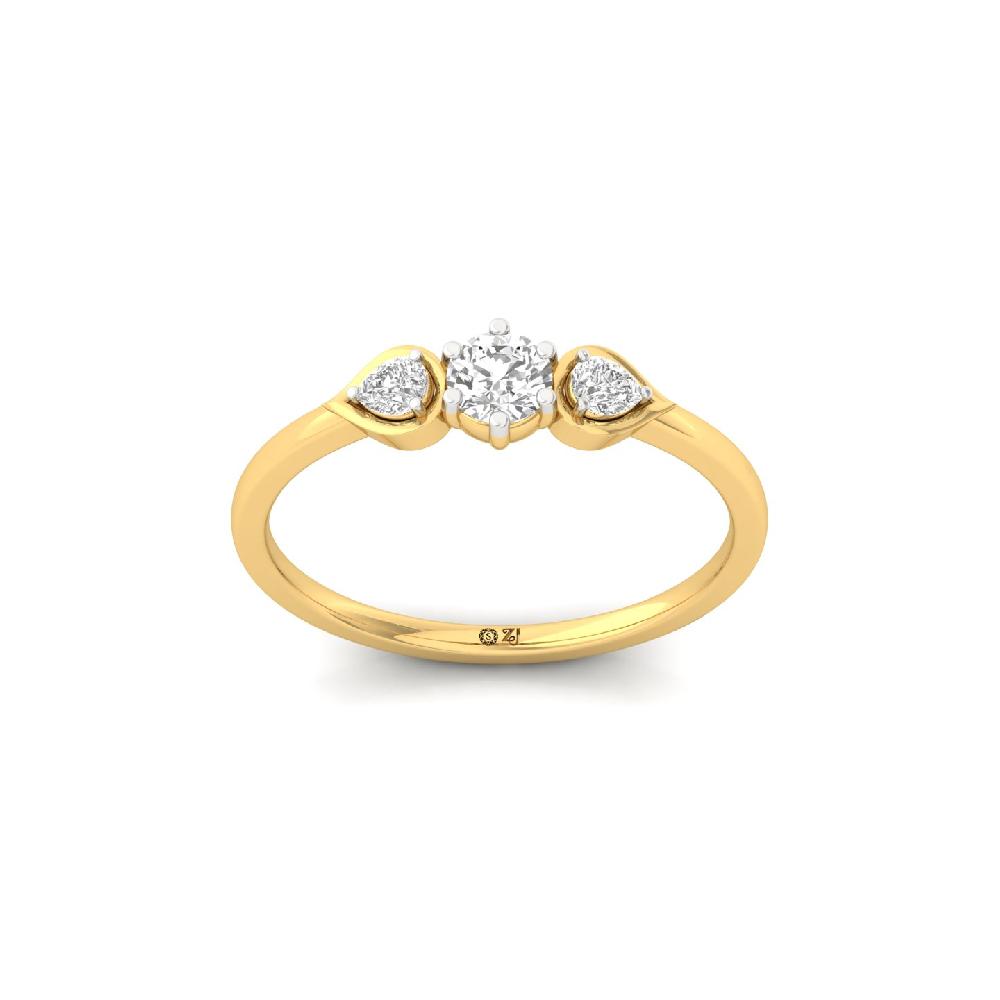 Petal Spark pear and Round Cut Cvd Diamond Ring