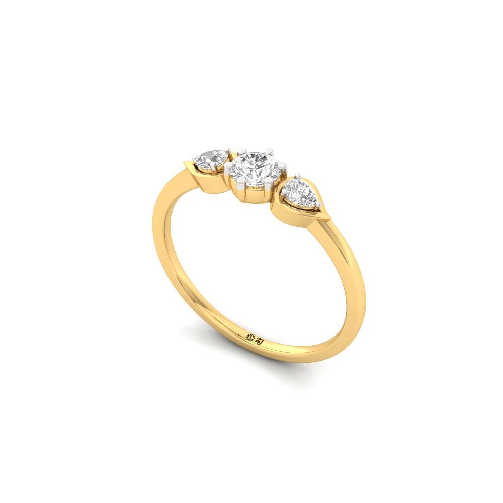 Petal Spark pear and Round Cut Cvd Diamond Ring