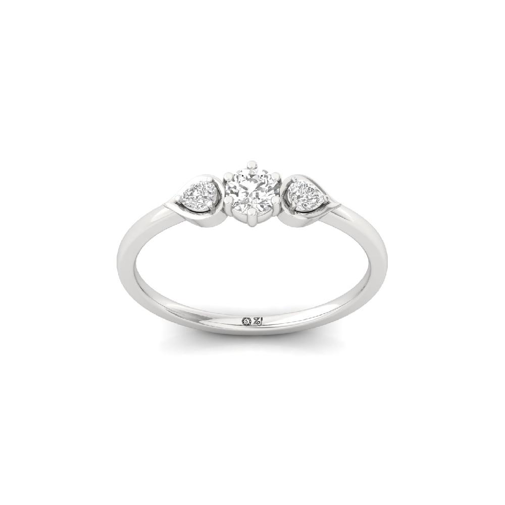 Petal Spark pear and Round Cut Cvd Diamond Ring