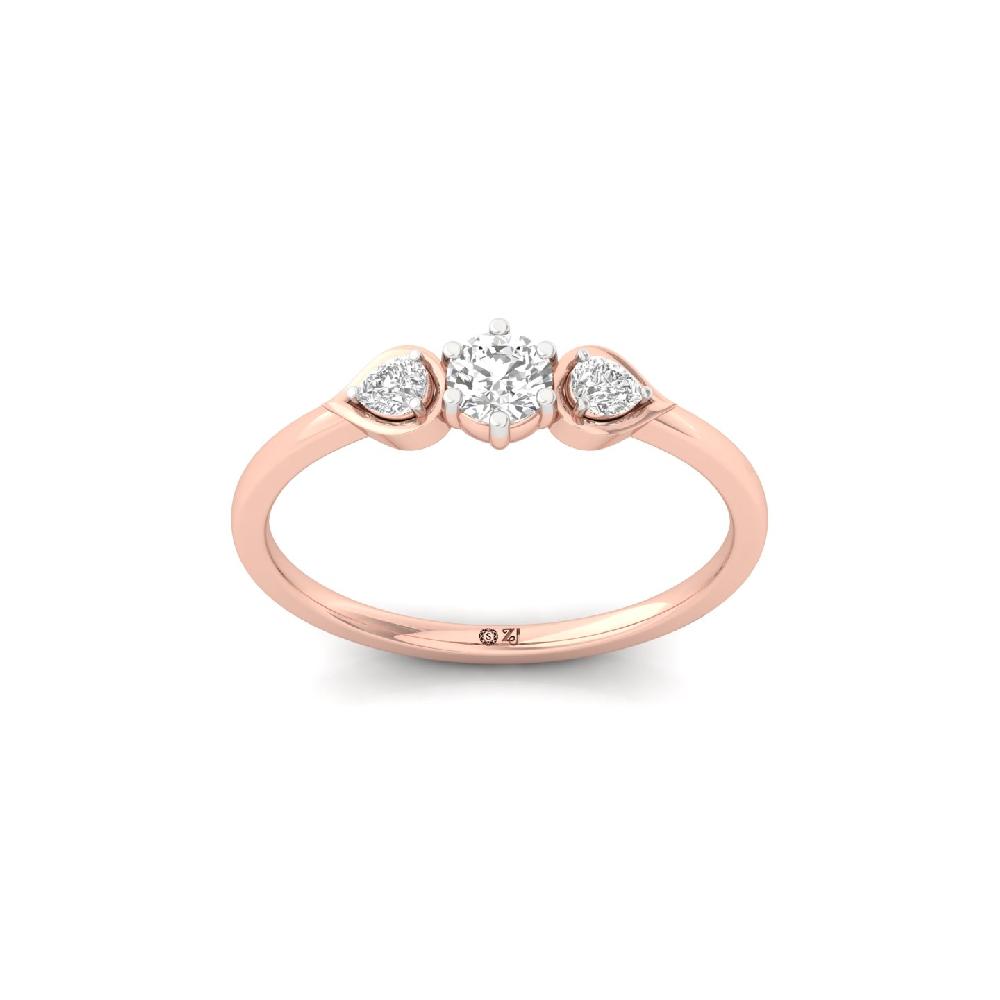 Petal Spark pear and Round Cut Cvd Diamond Ring