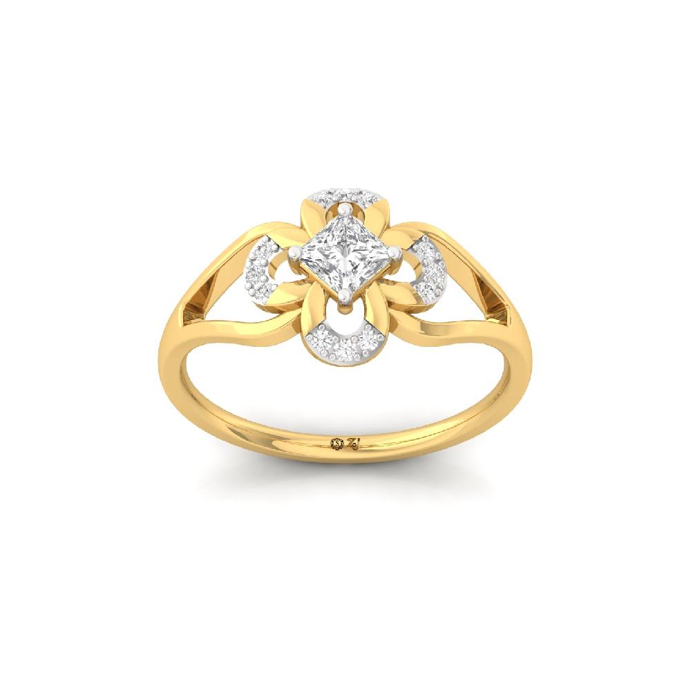 Princess Cut Lab Grown Diamond Floral Ring