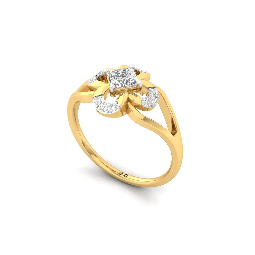 Princess Cut Lab Grown Diamond Floral Ring