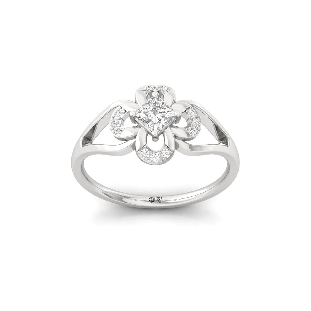 Princess Cut Lab Grown Diamond Floral Ring