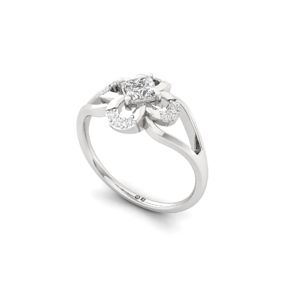 Princess Cut Lab Grown Diamond Floral Ring