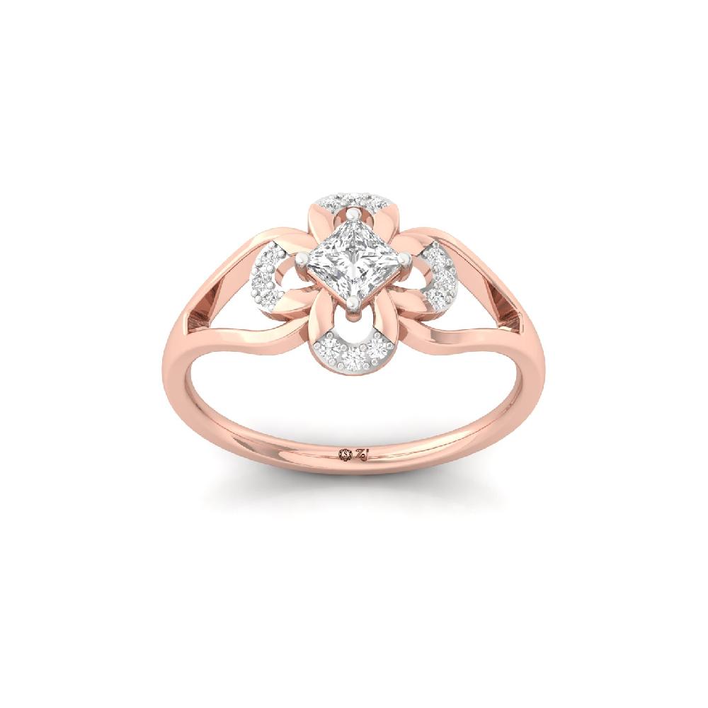 Princess Cut Lab Grown Diamond Floral Ring