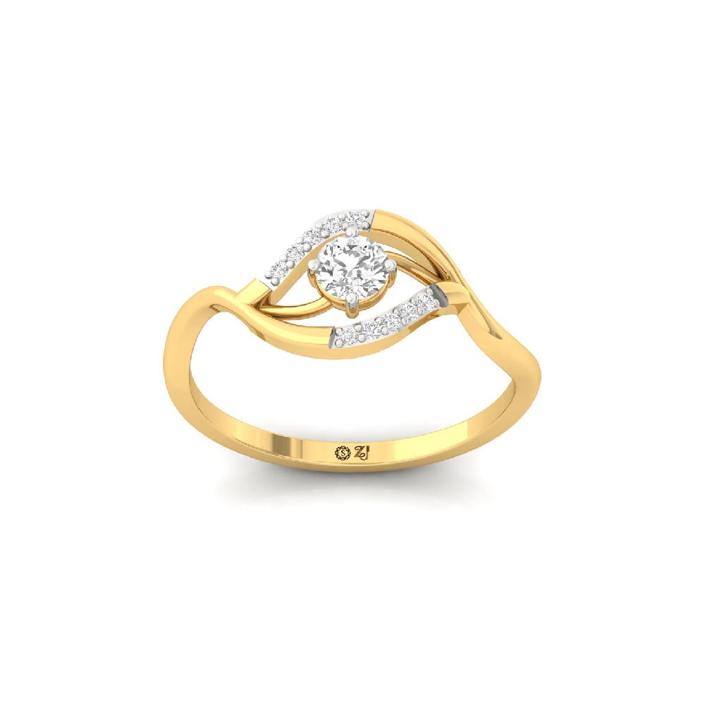 Wave Design Solitaire Lab Grown Diamond Ring