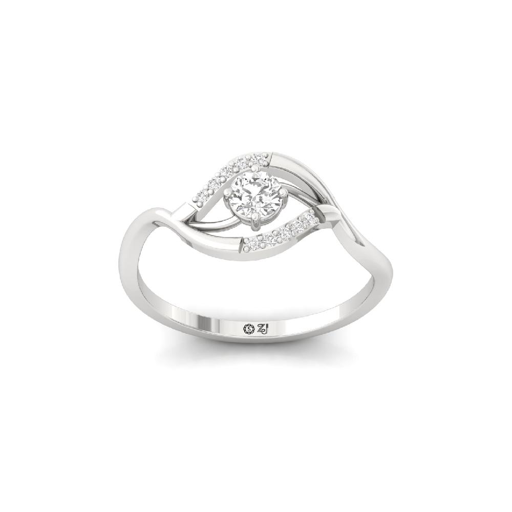 Wave Design Solitaire Lab Grown Diamond Ring