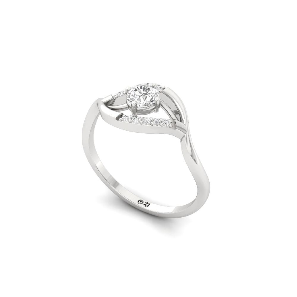 Wave Design Solitaire Lab Grown Diamond Ring