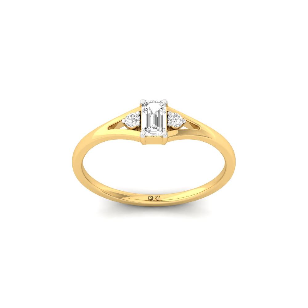 Emerald Cut CVD Diamond Accent Ring