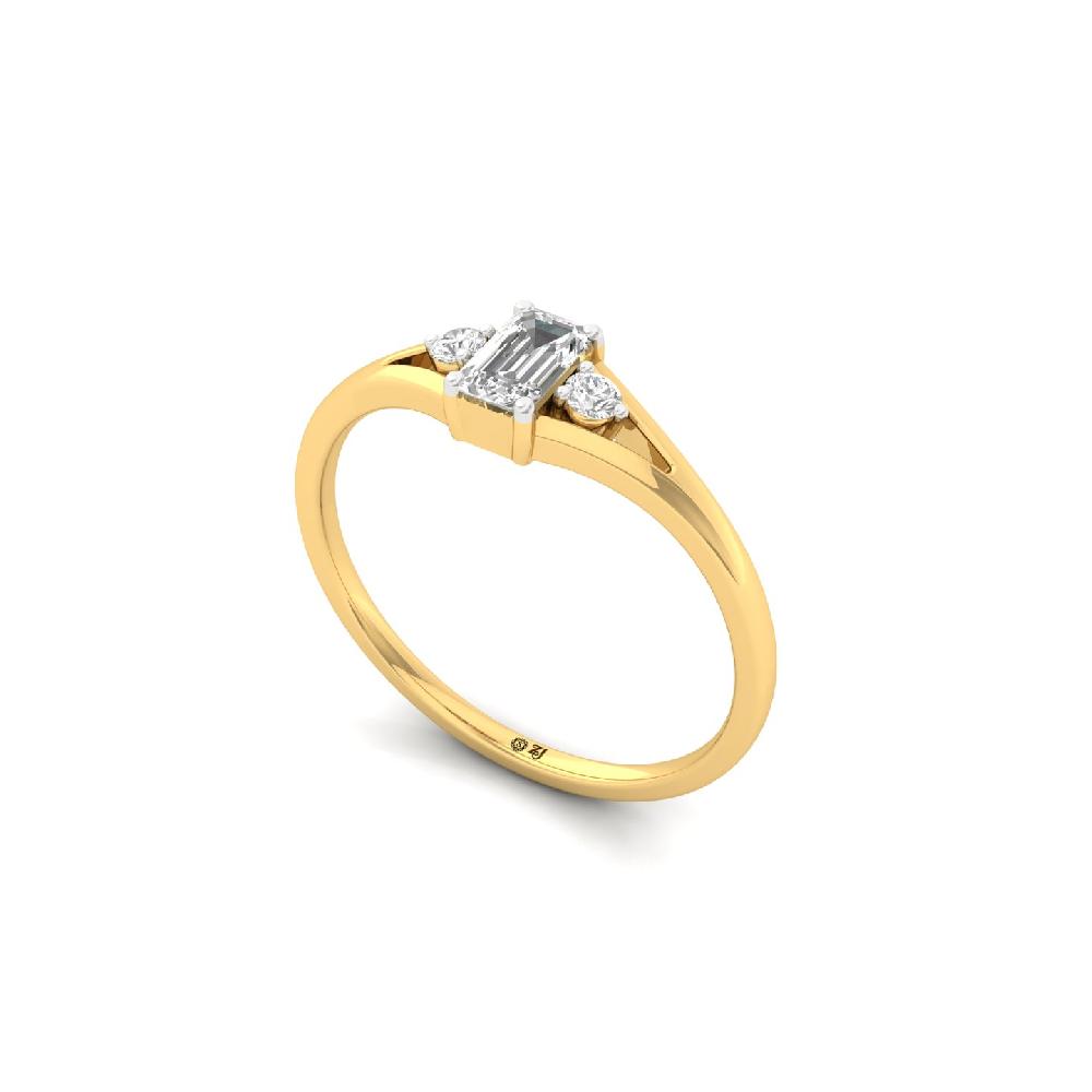 Emerald Cut CVD Diamond Accent Ring