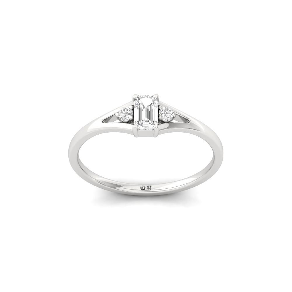 Emerald Cut CVD Diamond Accent Ring