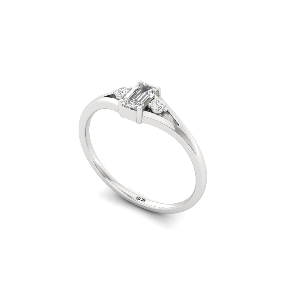 Emerald Cut CVD Diamond Accent Ring