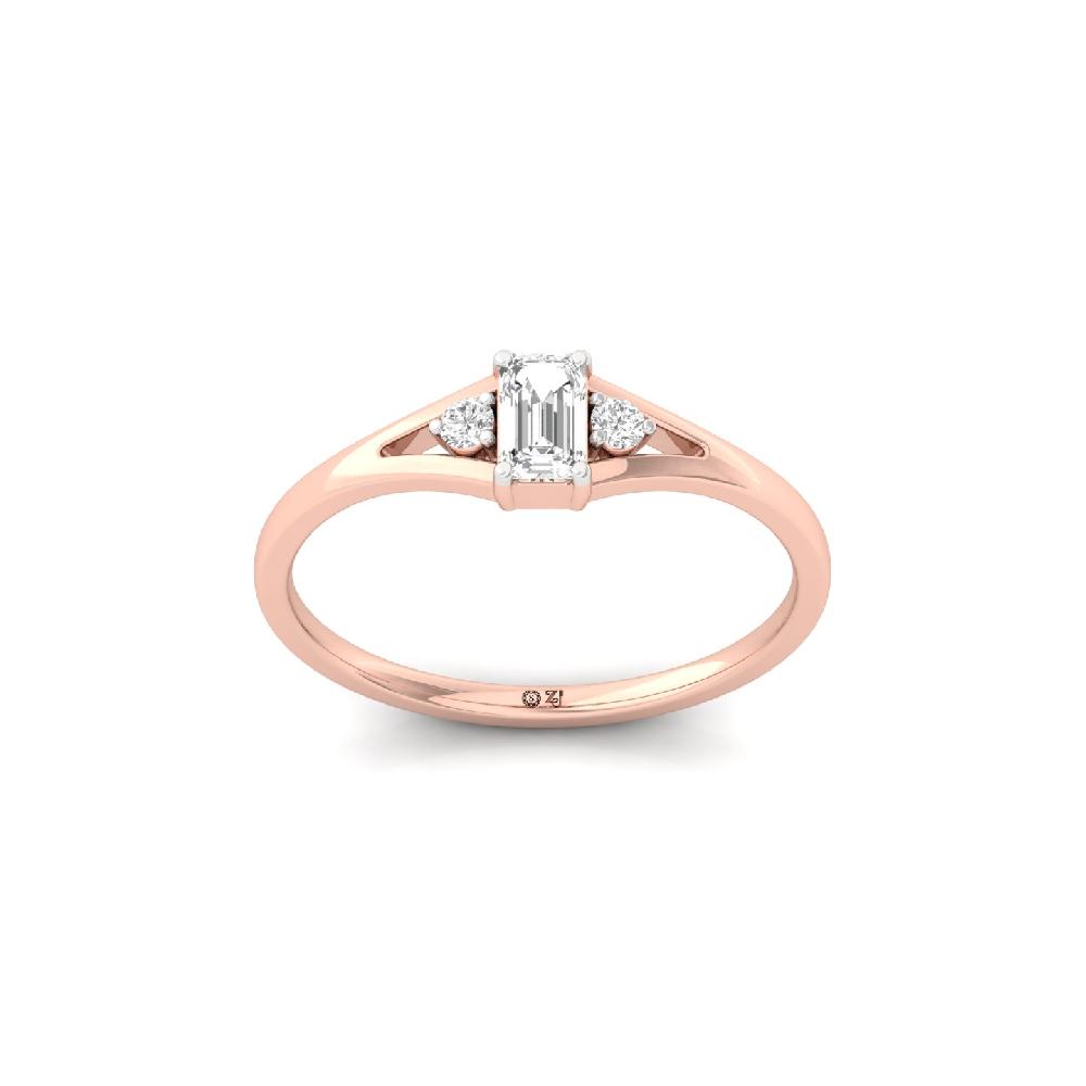 Emerald Cut CVD Diamond Accent Ring