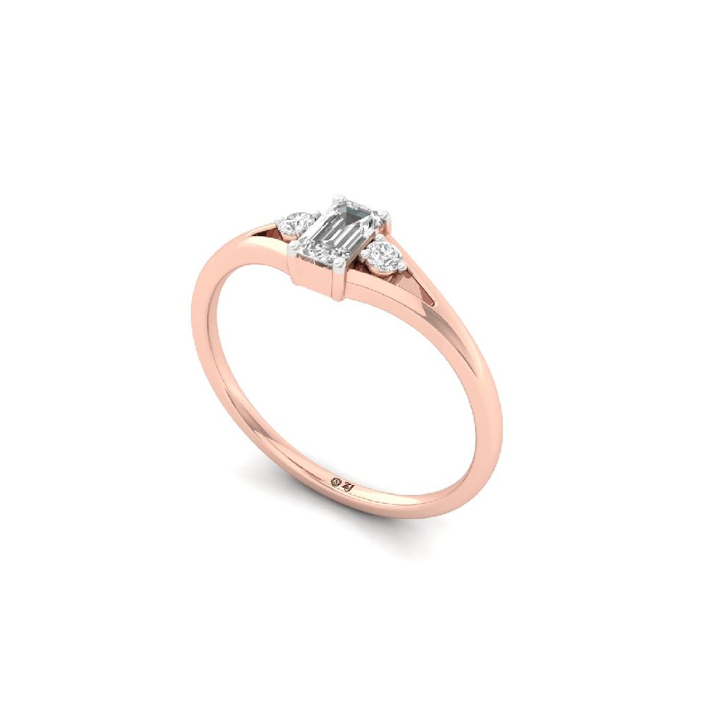 Emerald Cut CVD Diamond Accent Ring