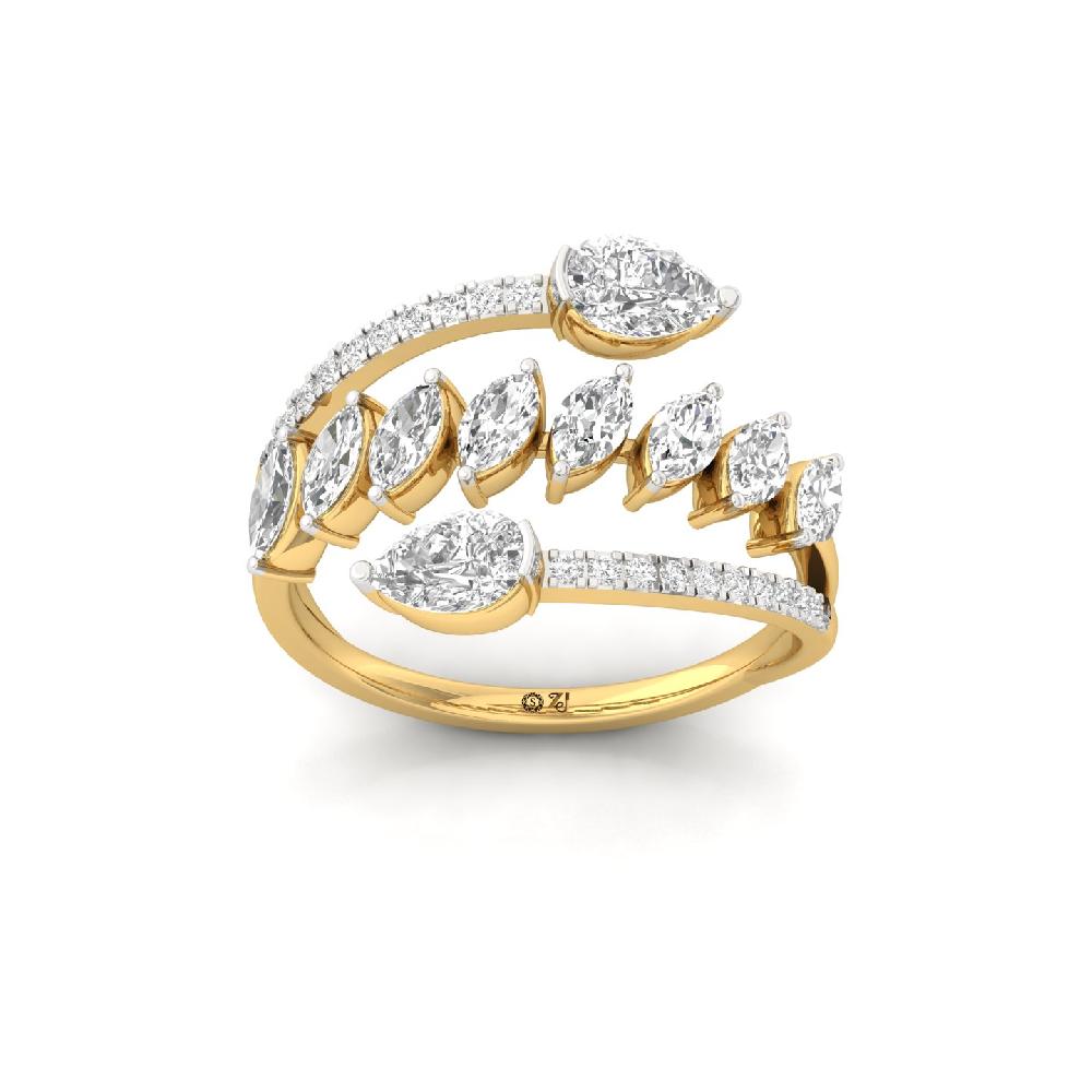 Open Wrap Pear-Marquise CVD Diamond Ring