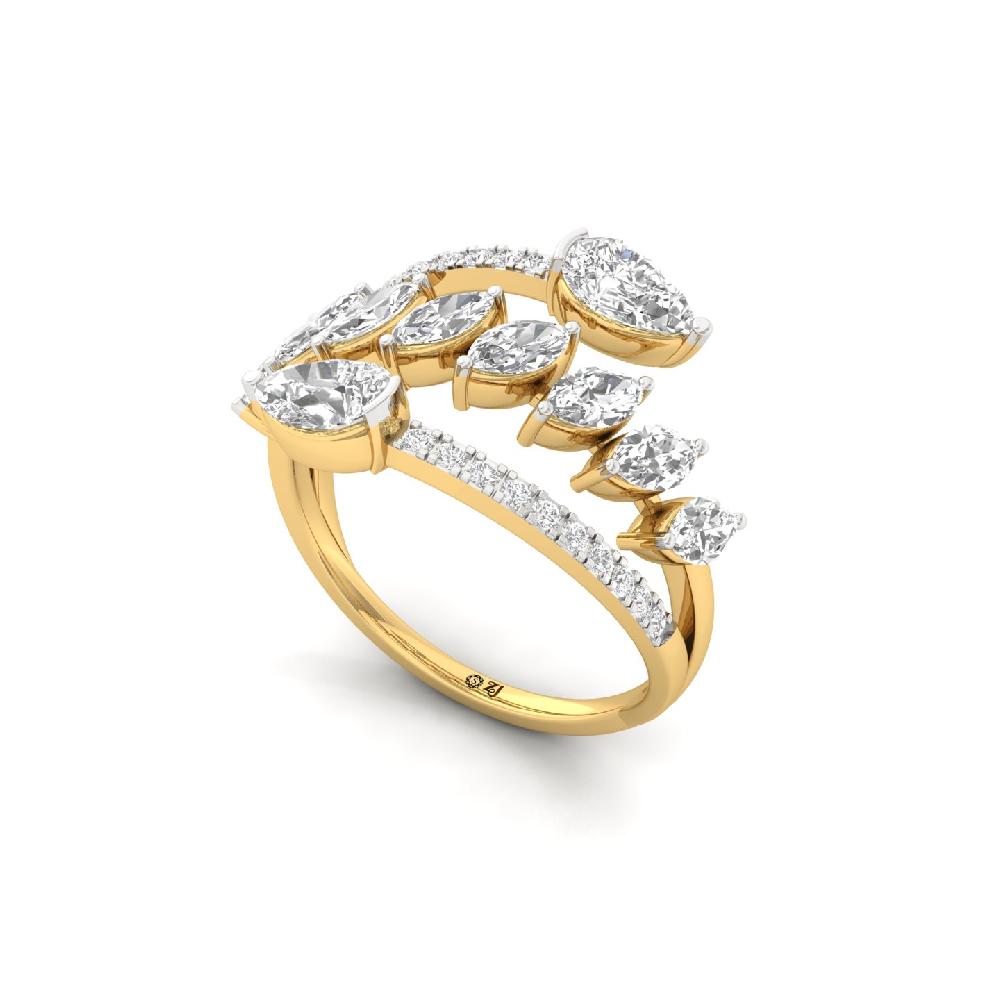 Open Wrap Pear-Marquise CVD Diamond Ring