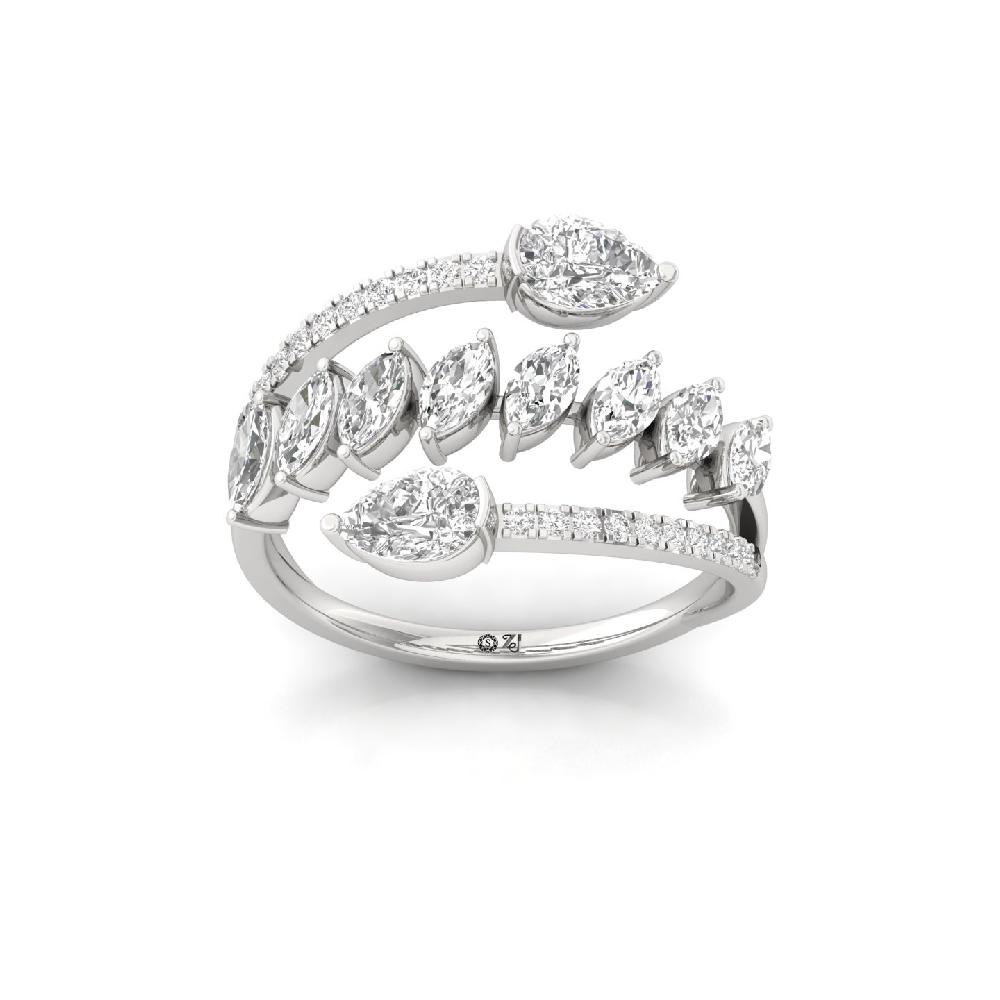 Open Wrap Pear-Marquise CVD Diamond Ring