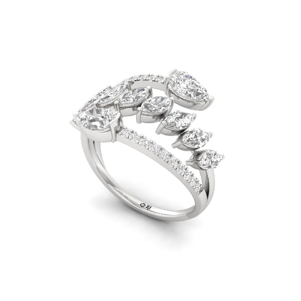 Open Wrap Pear-Marquise CVD Diamond Ring