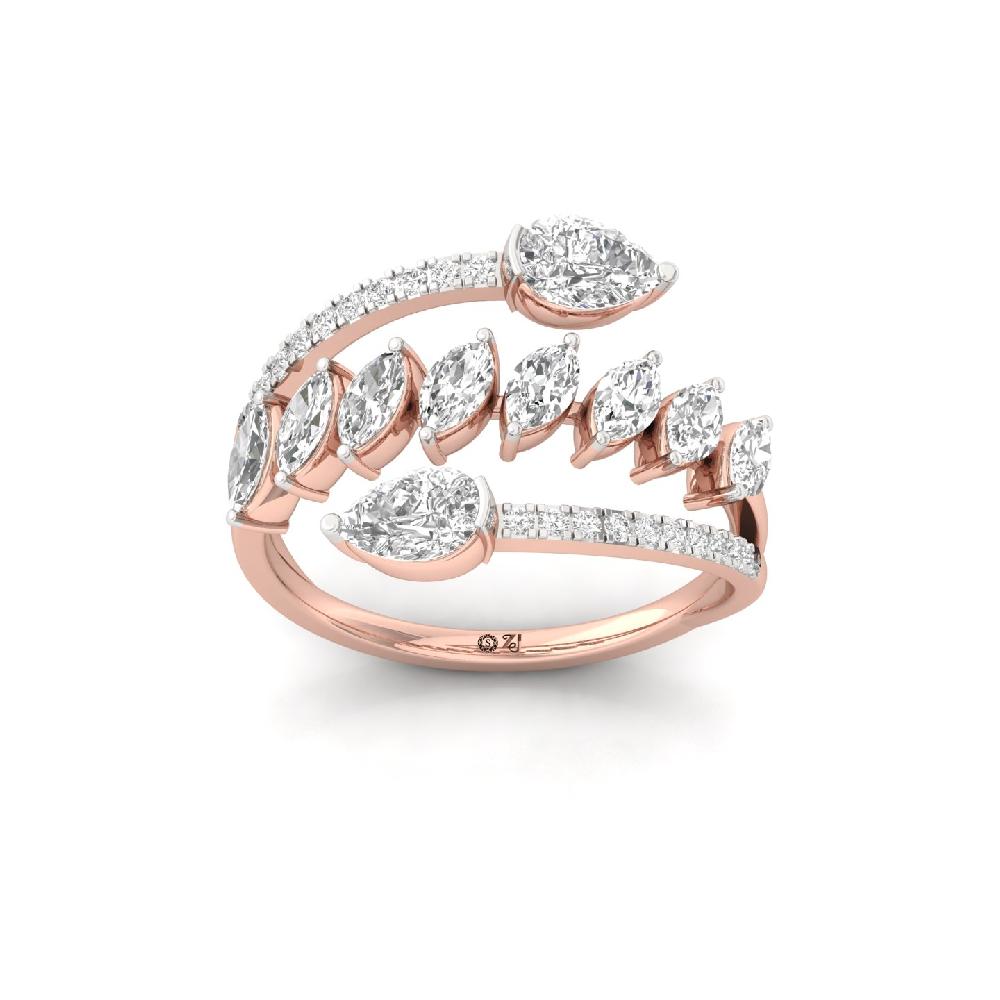 Open Wrap Pear-Marquise CVD Diamond Ring