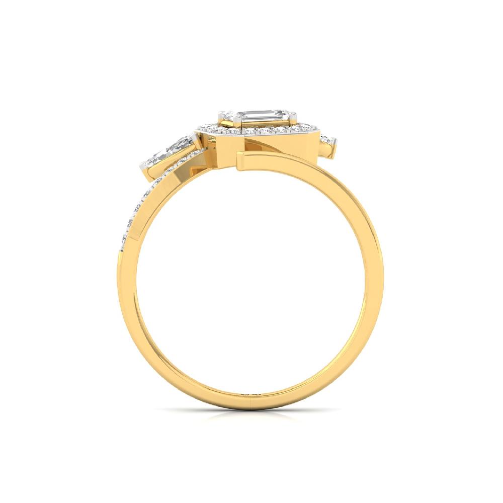 Emerald Cut Lotus Crown CVD Diamond Ring