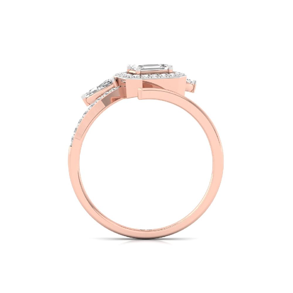 Emerald Cut Lotus Crown CVD Diamond Ring