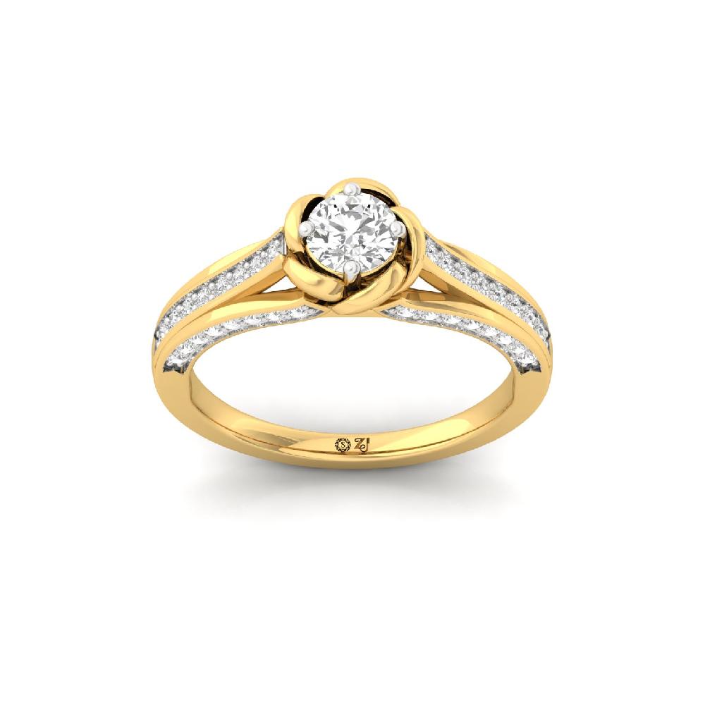 Solitaire Engagement Ring with Floral Design 