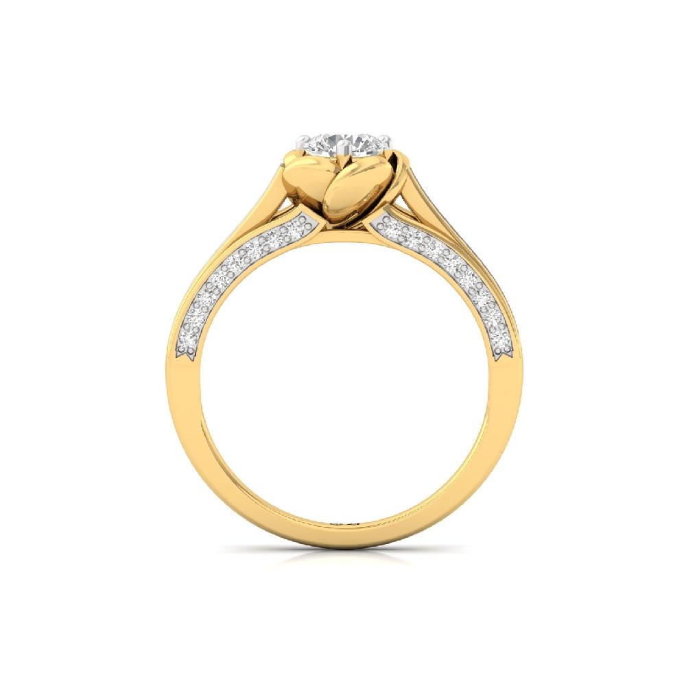 Solitaire Engagement Ring with Floral Design 