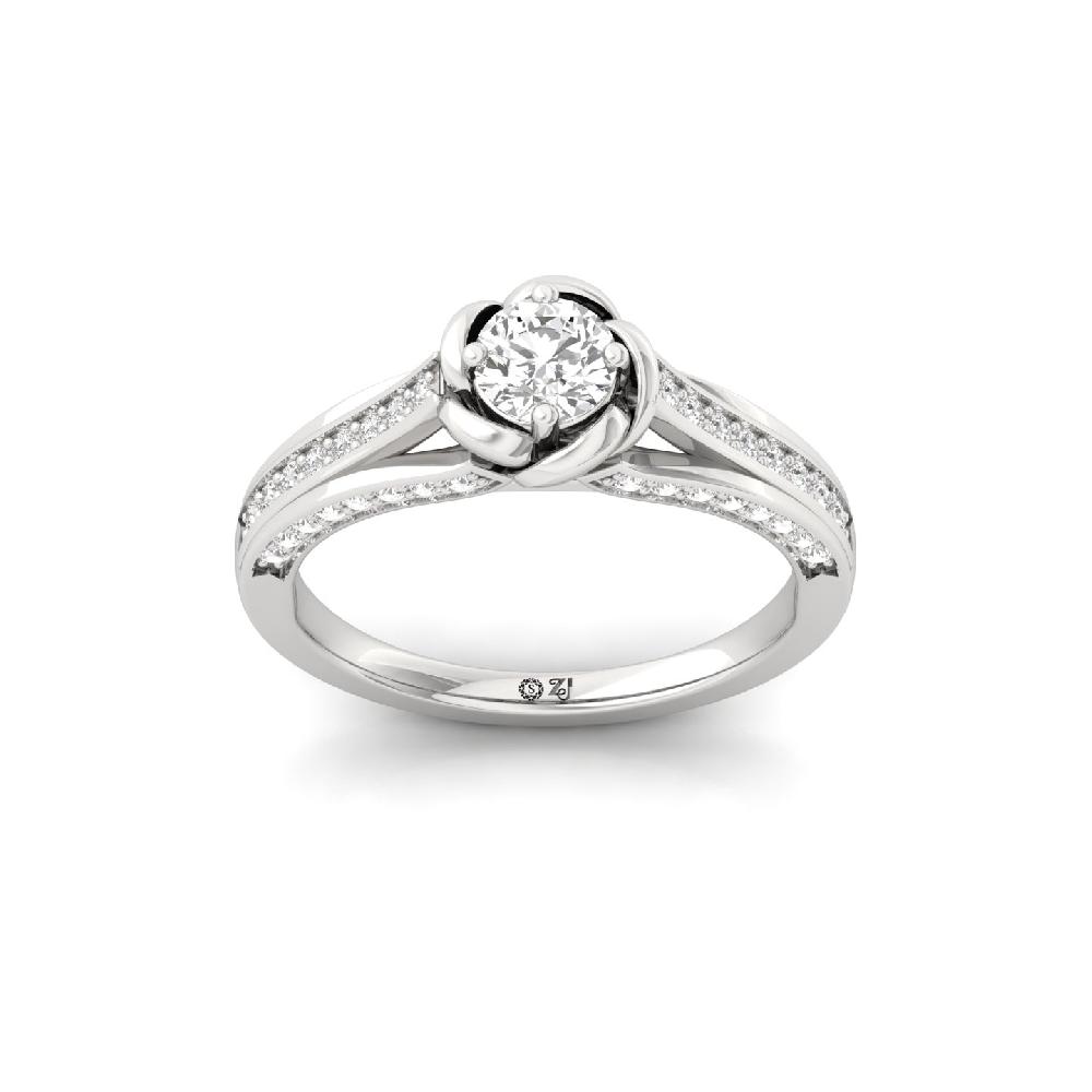 Solitaire Engagement Ring with Floral Design 
