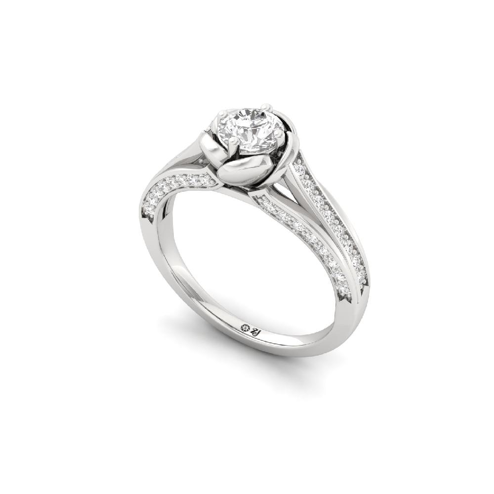 Solitaire Engagement Ring with Floral Design 