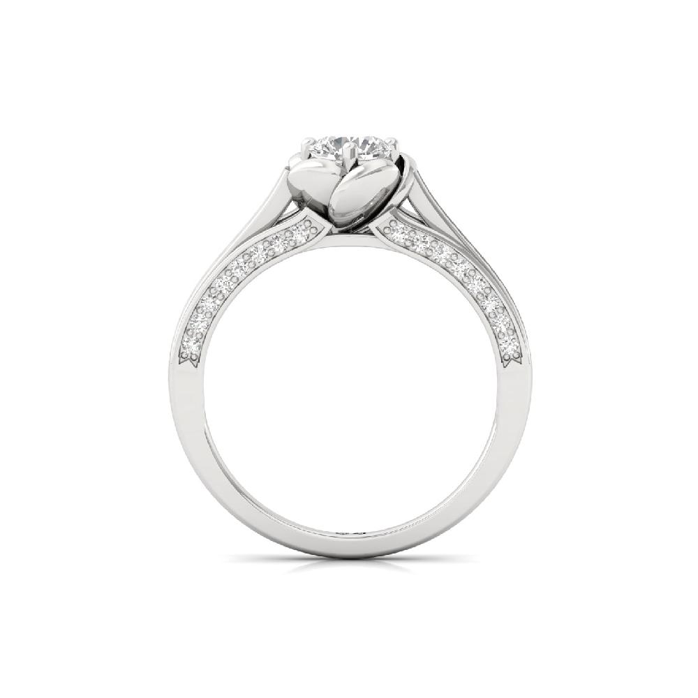 Solitaire Engagement Ring with Floral Design 
