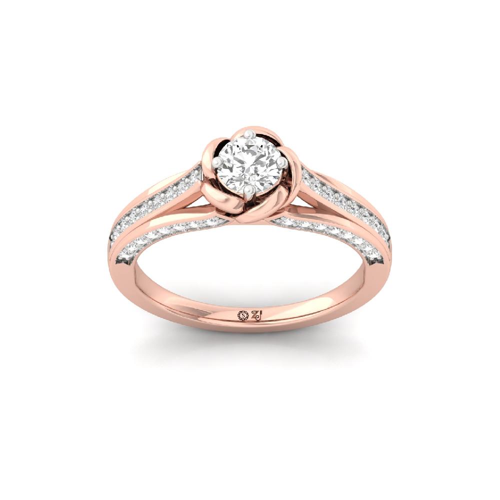 Solitaire Engagement Ring with Floral Design 