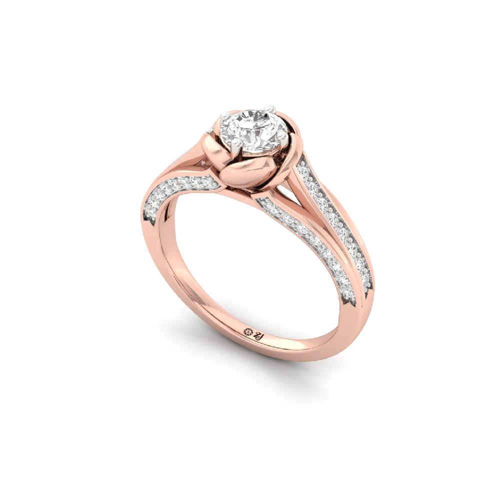 Solitaire Engagement Ring with Floral Design 