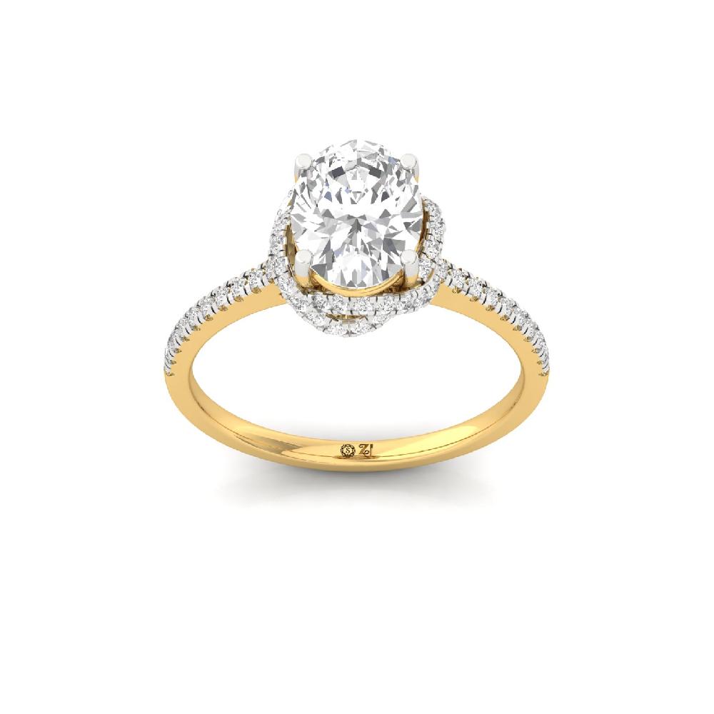Oval Cut Halo CVD Diamond Engagement Ring