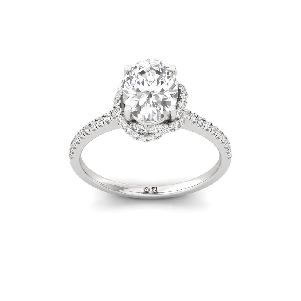 Oval Cut Halo CVD Diamond Engagement Ring
