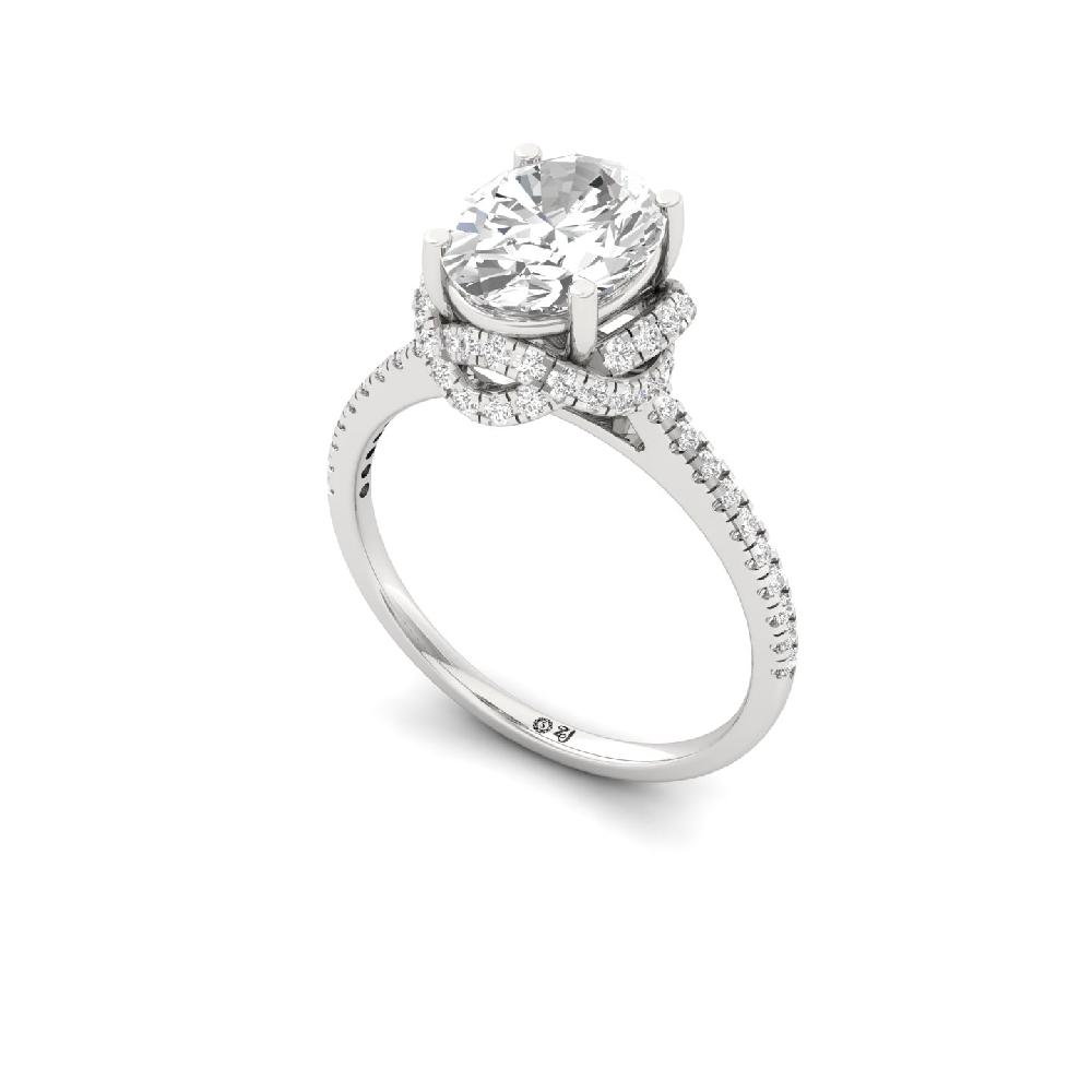 Oval Cut Halo CVD Diamond Engagement Ring