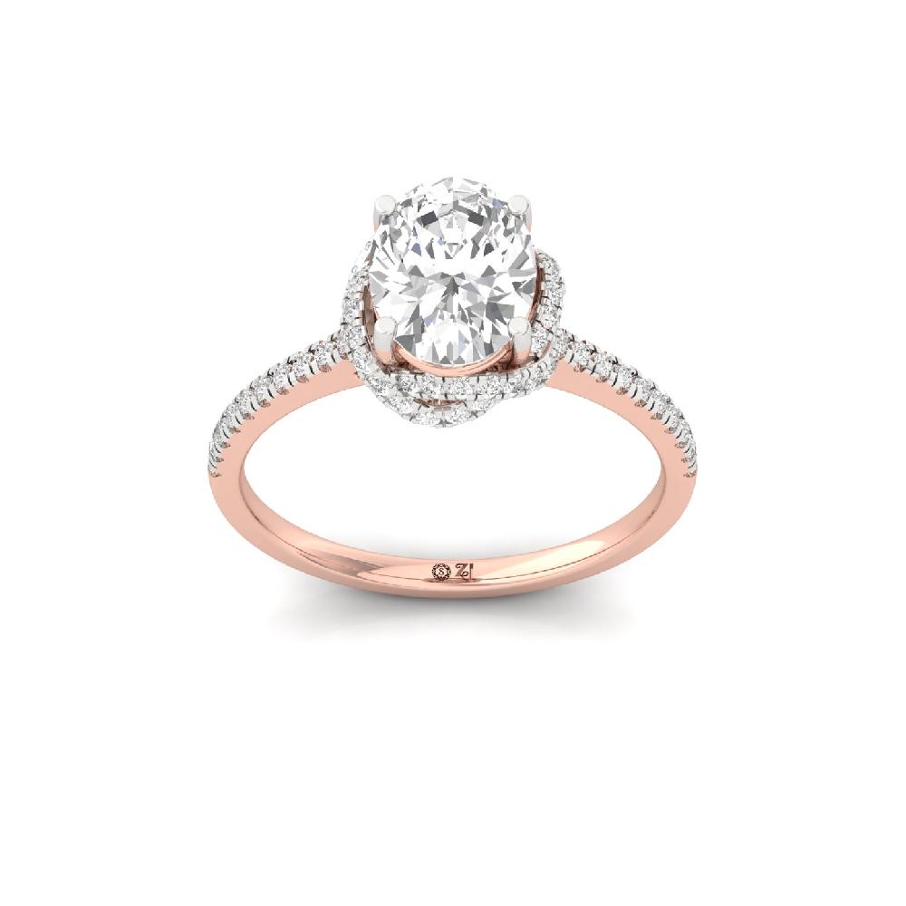 Oval Cut Halo CVD Diamond Engagement Ring