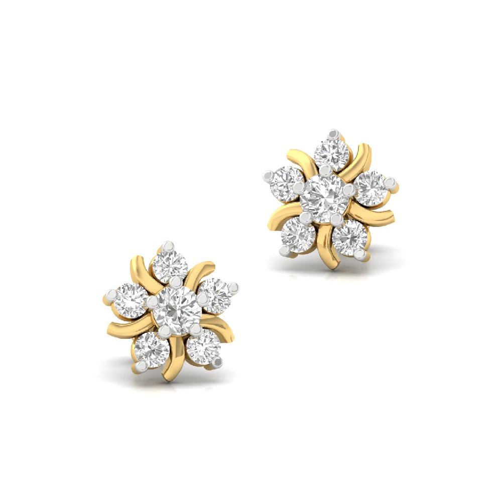 8-Petal Radiant Floral CVD Diamond Earrings